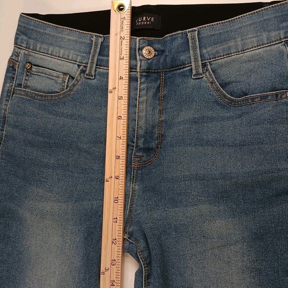 Curve Appeal Skinny Jeans Women's 8/29 Blue High Rise Elastic Waist Stretch EUC - Picture 10 of 14